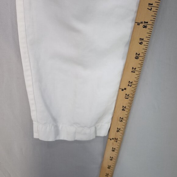 Theory Crop Linen Blend Trousers Women’s Size 10 White Beachy Boho Coastal - Picture 10 of 13